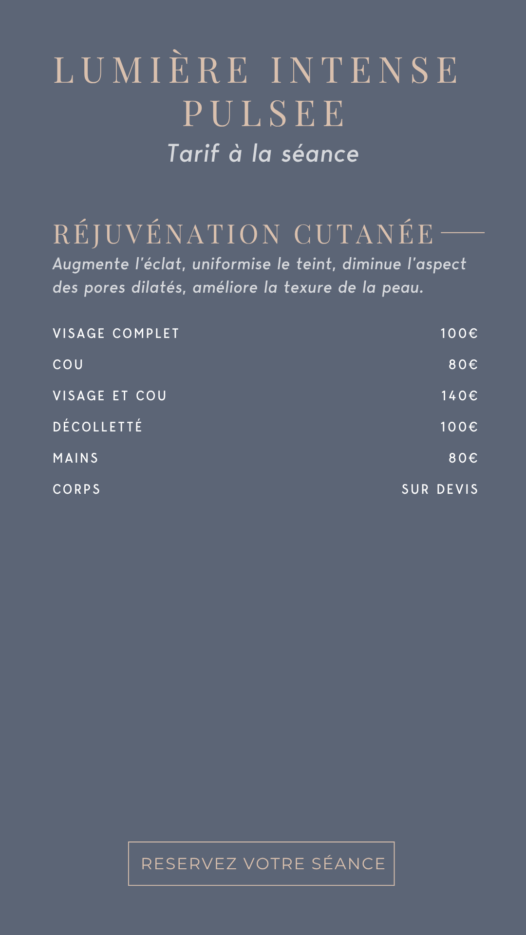 Tarifs soin lumière pulsée IPL à Nancy – réjuvénation cutanée, éclat et uniformité du teint.