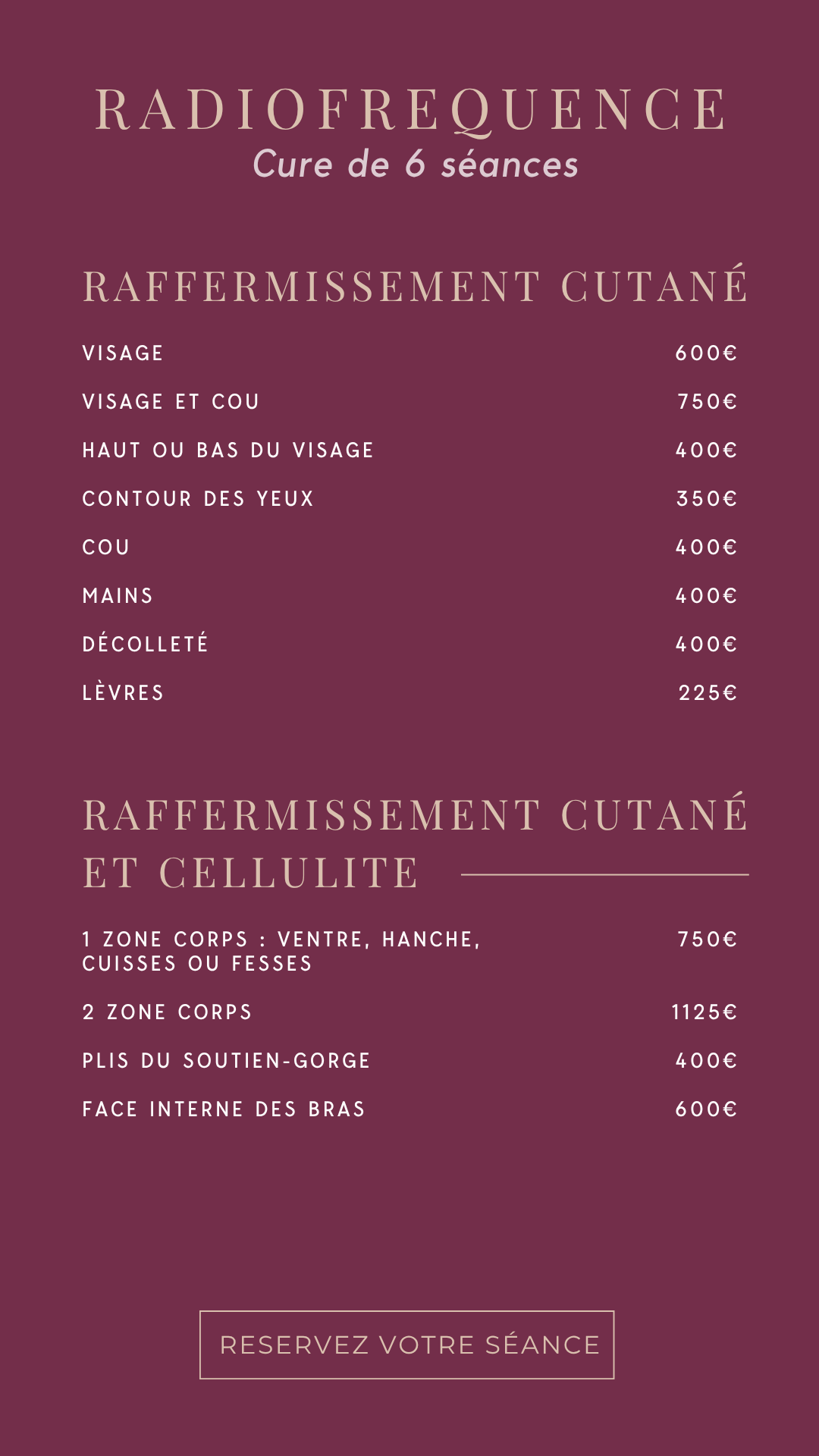Texte alternatif (balise alt) : Tarifs cure de 6 séances de radiofréquence à Nancy – soin raffermissant visage et corps La Suite N°8.