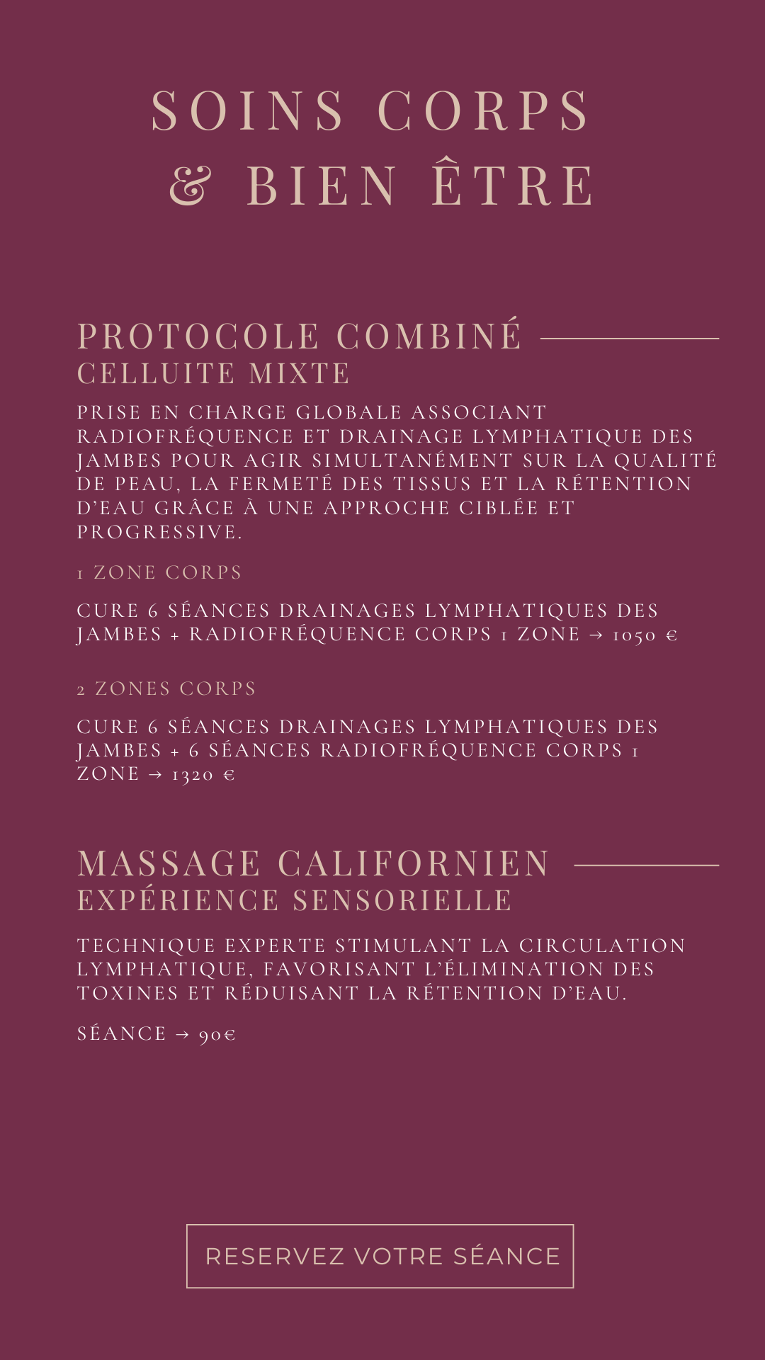 Protocole expert ciblant la cellulite et la qualité de peau.