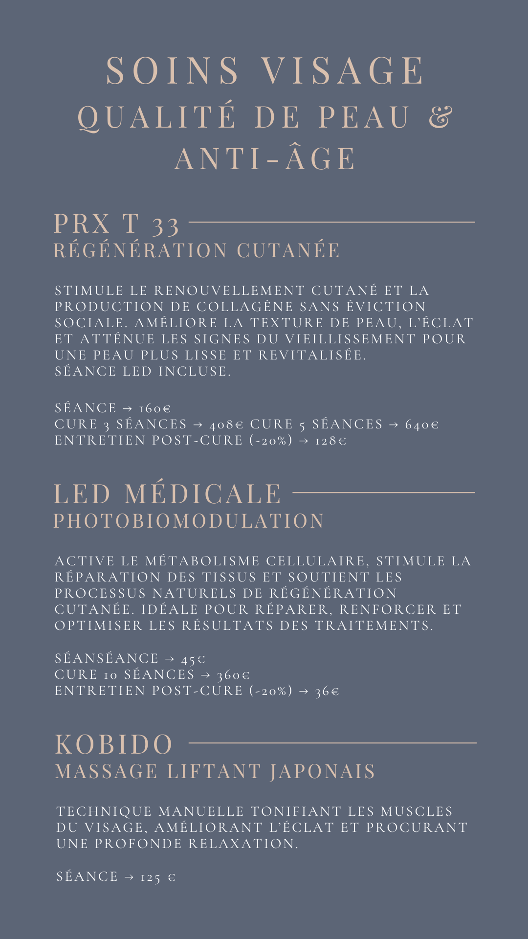 PRX T33, LED médicale et Kobido à Nancy, trois approches complémentaires pour améliorer durablement la qualité de peau.